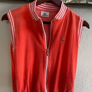 Lacoste, orange velour vest, size 40 (US 6 aprox)